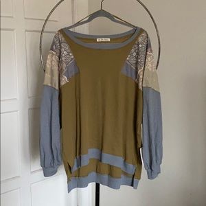 Free People Feelin It Embroidered Shirt Top